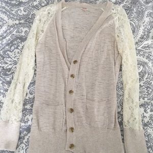 Mossimo Cream & Lace Cardigan